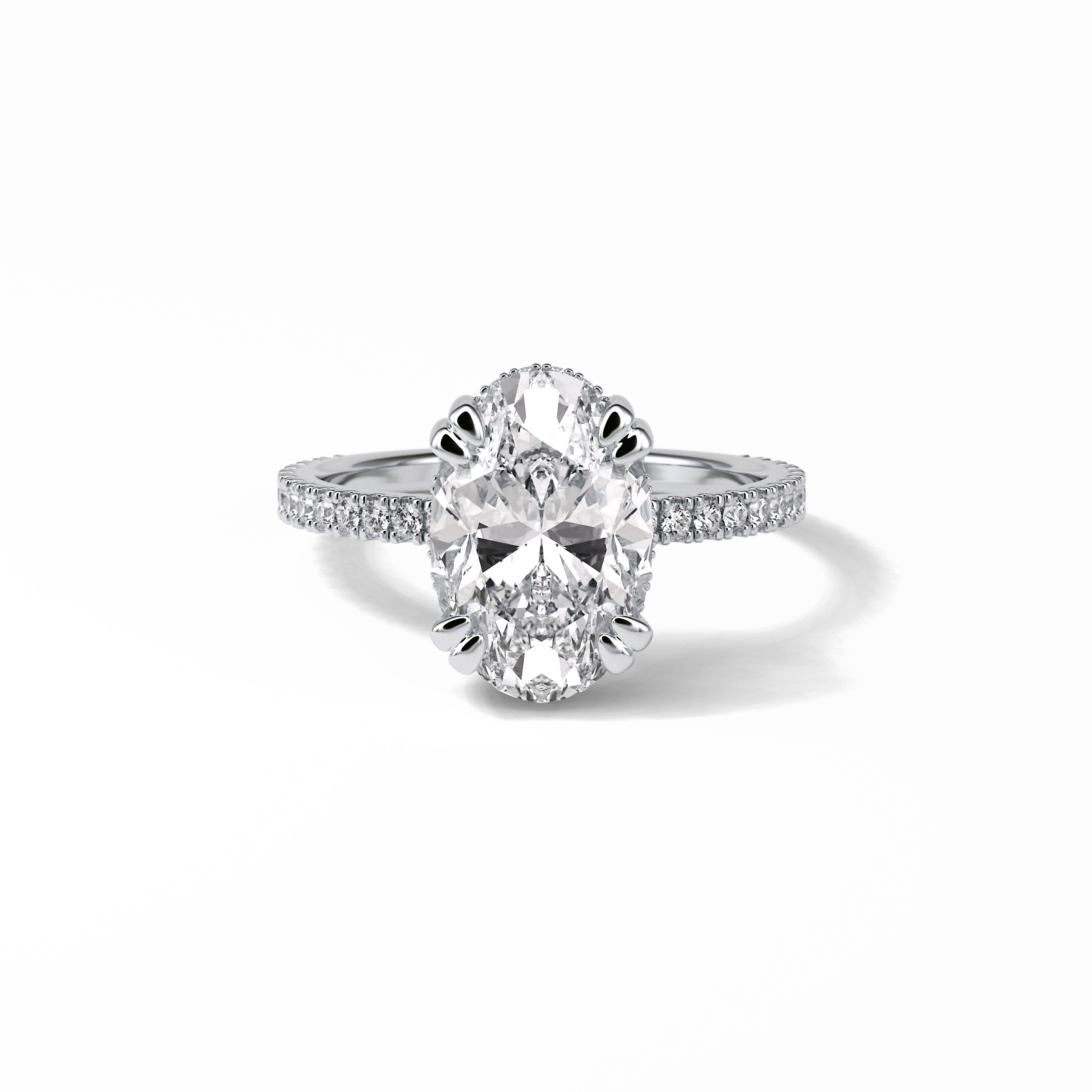 4.0 CT Oval Cut Pave & Hidden Halo Style Moissanite Engagement Ring 1