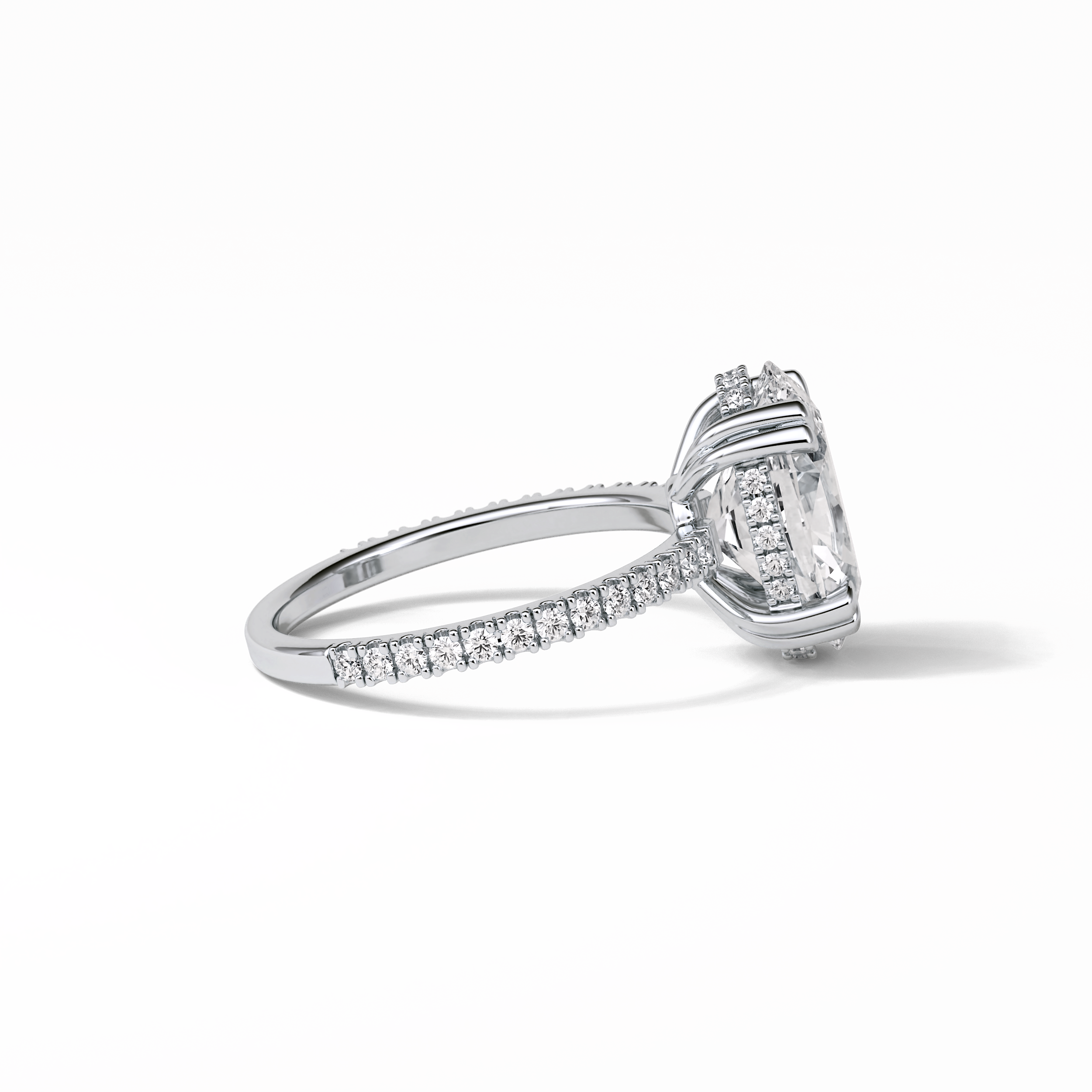 4.0 CT Oval Cut Pave & Hidden Halo Style Moissanite Engagement Ring 6