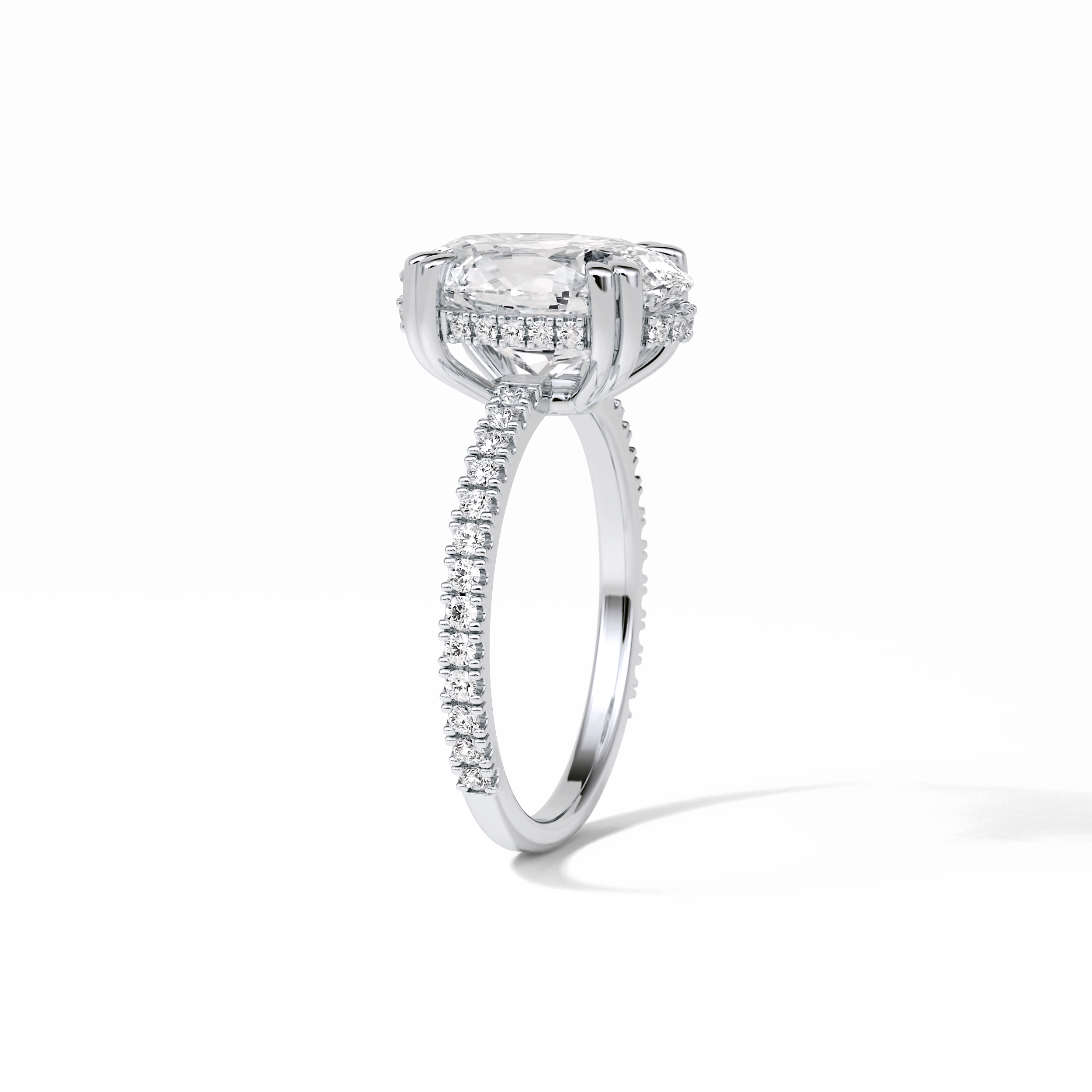 4.0 CT Oval Cut Pave & Hidden Halo Style Moissanite Engagement Ring 3