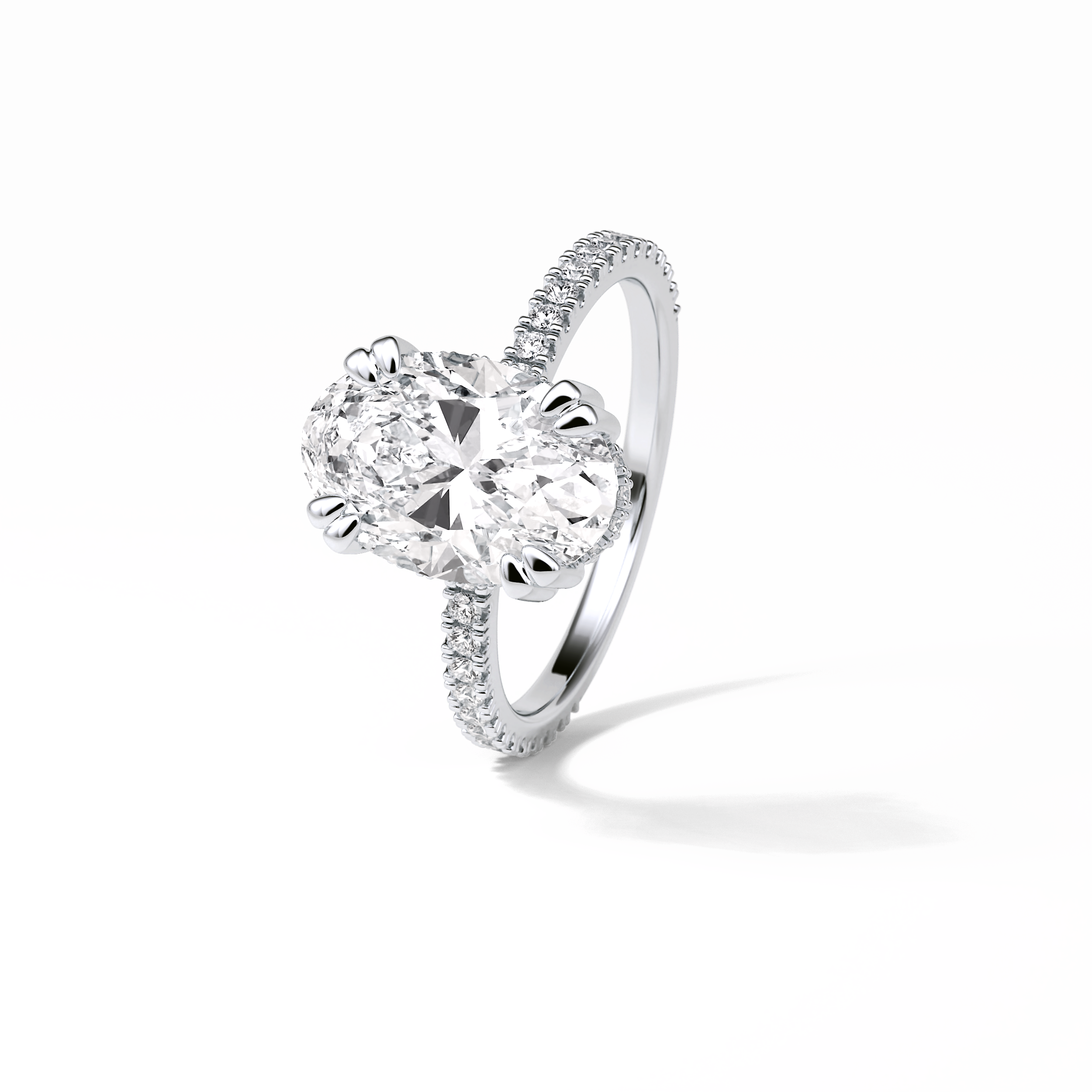 4.0 CT Oval Cut Pave & Hidden Halo Style Moissanite Engagement Ring 4