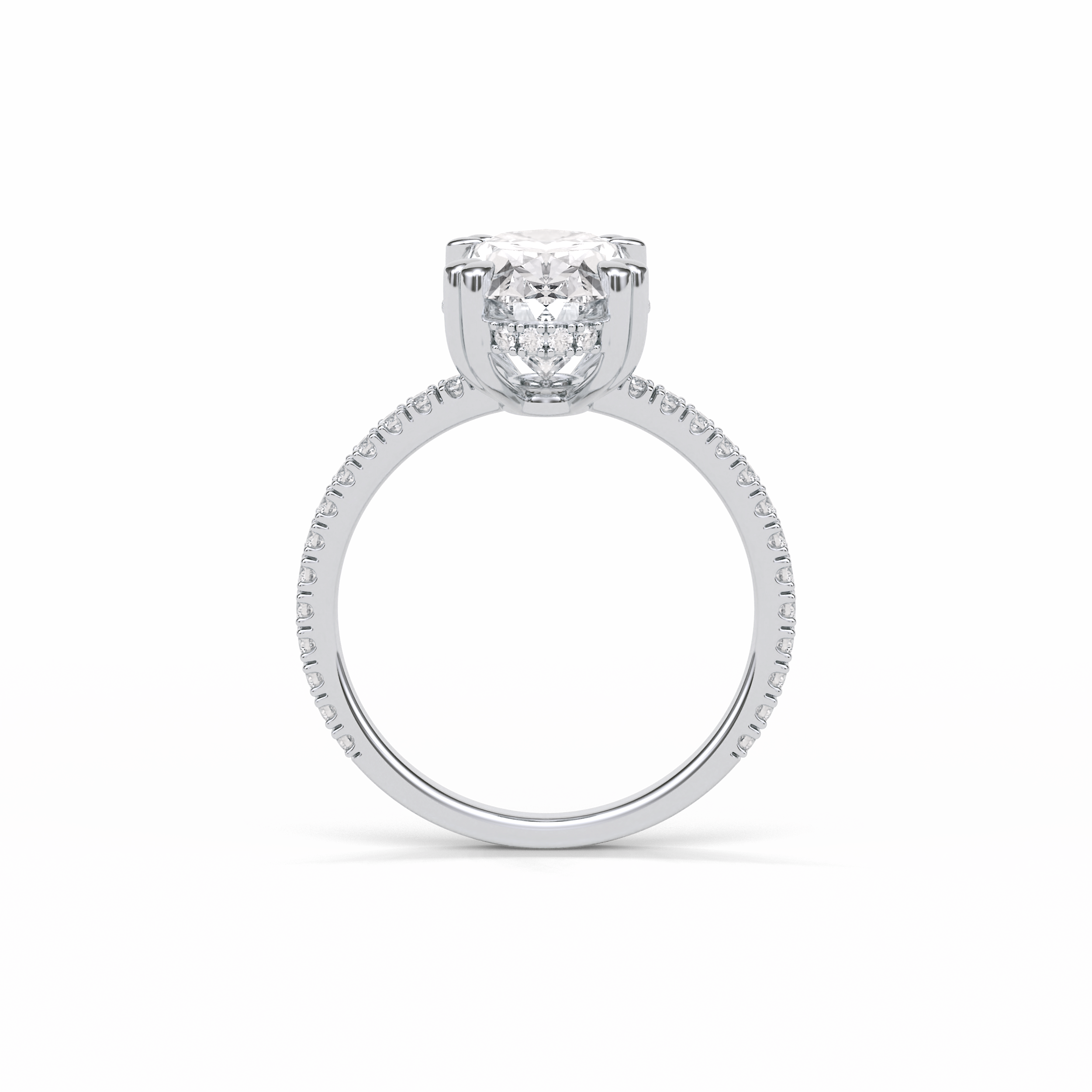 4.0 CT Oval Cut Pave & Hidden Halo Style Moissanite Engagement Ring 5