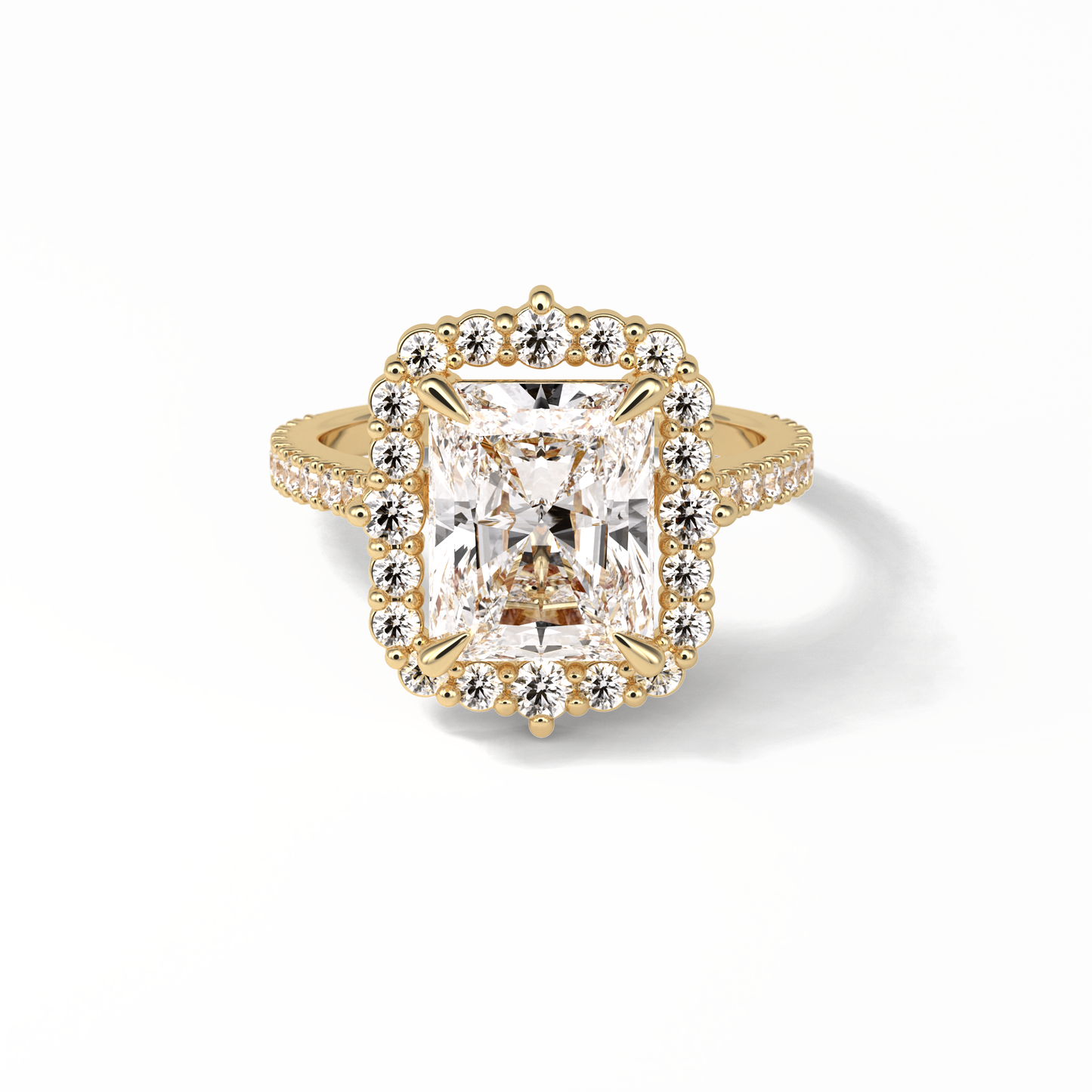 3.24 CT Radiant Cut Pave & Hidden Halo Style Moissanite Engagement Ring