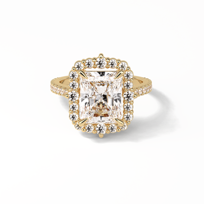 3.24 CT Radiant Cut Pave & Hidden Halo Style Moissanite Engagement Ring