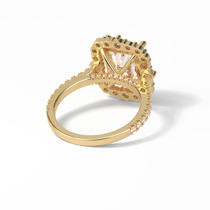 3.24 CT Radiant Cut Pave & Hidden Halo Style Moissanite Engagement Ring