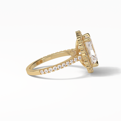 3.24 CT Radiant Cut Pave & Hidden Halo Style Moissanite Engagement Ring