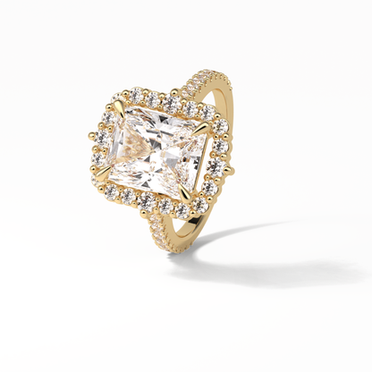 3.24 CT Radiant Cut Pave & Hidden Halo Style Moissanite Engagement Ring