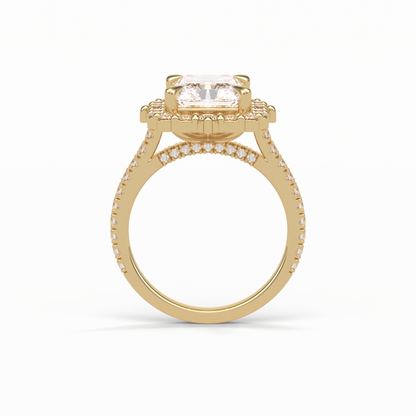 3.24 CT Radiant Cut Pave & Hidden Halo Style Moissanite Engagement Ring