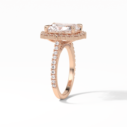 3.24 CT Radiant Cut Pave & Hidden Halo Style Moissanite Engagement Ring