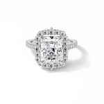 3.24 CT Radiant Cut Pave & Hidden Halo Style Moissanite Engagement Ring 1