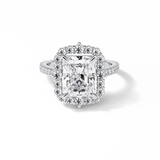3.24 CT Radiant Cut Pave & Hidden Halo Style Moissanite Engagement Ring 1