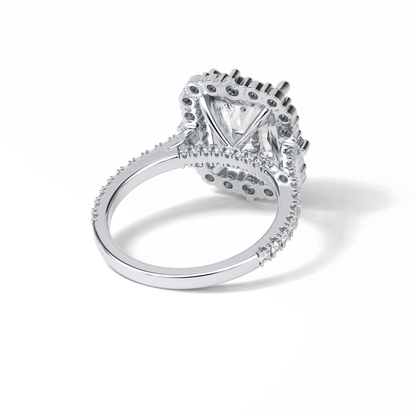 3.24 CT Radiant Cut Pave & Hidden Halo Style Moissanite Engagement Ring