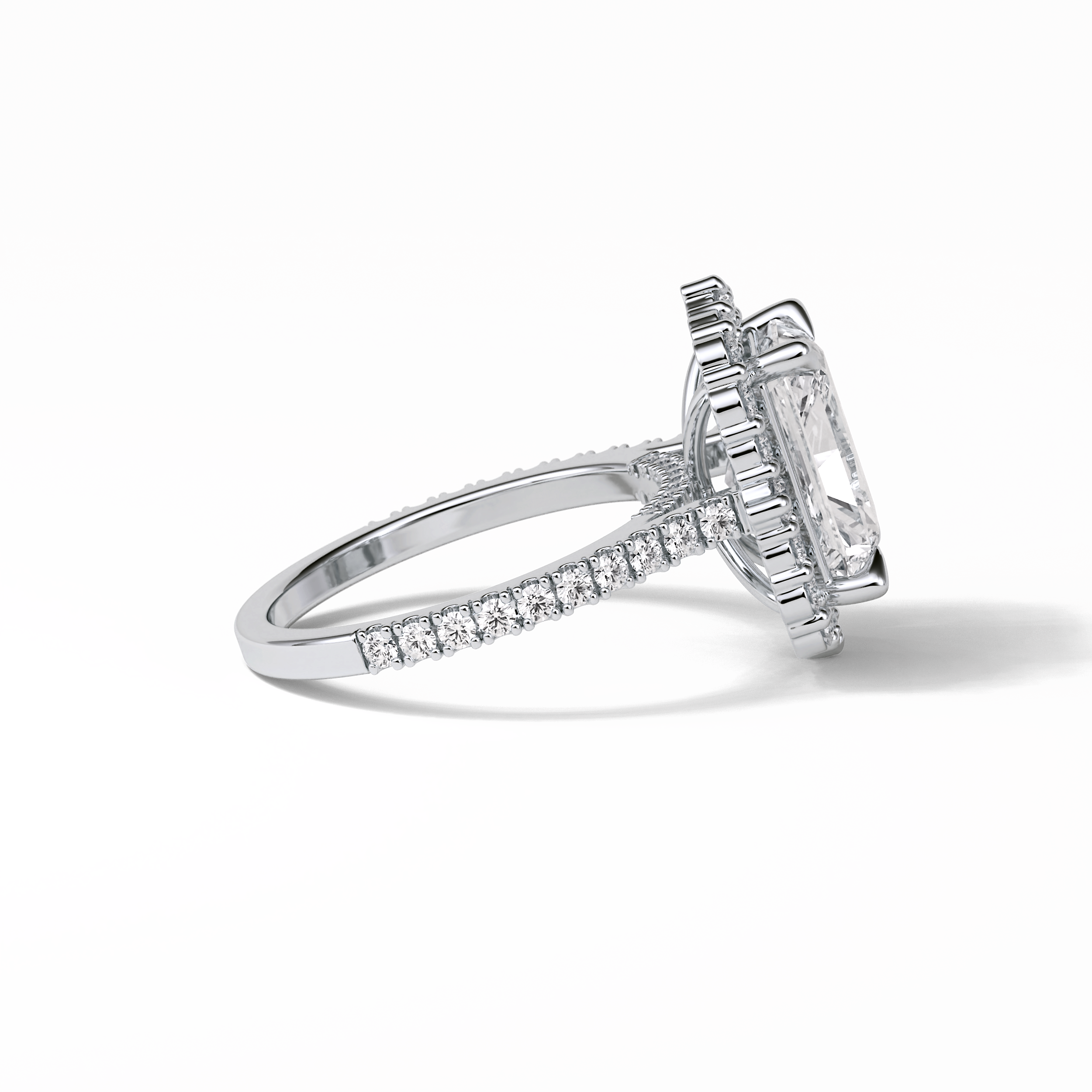 3.24 CT Radiant Cut Pave & Hidden Halo Style Moissanite Engagement Ring 4