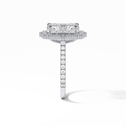 3.24 CT Radiant Cut Pave & Hidden Halo Style Moissanite Engagement Ring