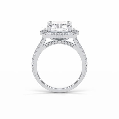 3.24 CT Radiant Cut Pave & Hidden Halo Style Moissanite Engagement Ring