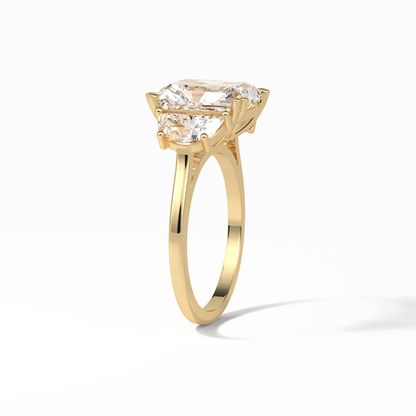 3.24 CT Radiant Cut Three Stone Style Moissanite Engagement Ring