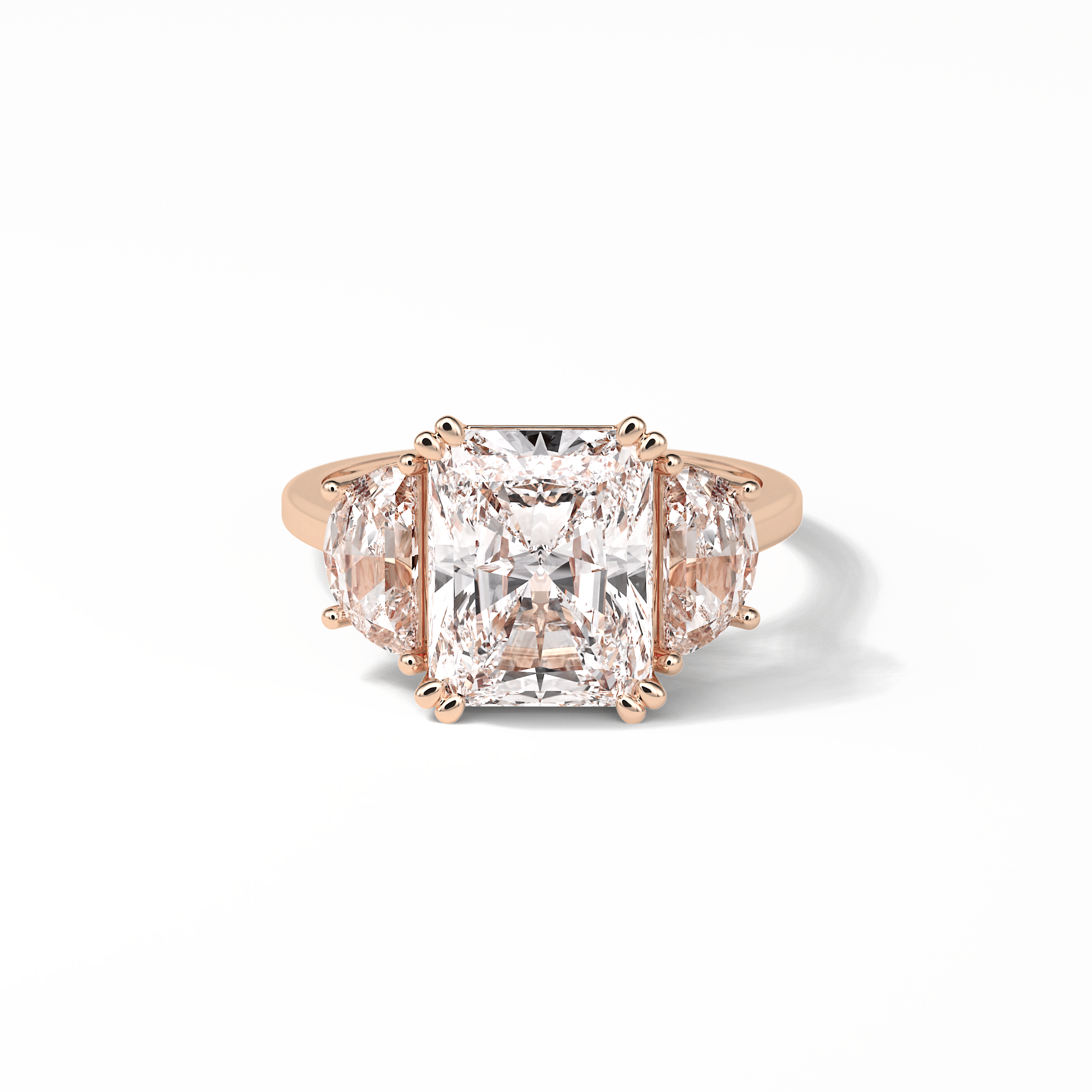 3.24 CT Radiant Cut Three Stone Style Moissanite Engagement Ring 8