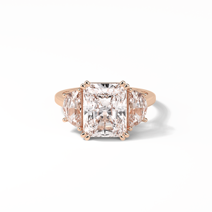 3.24 CT Radiant Cut Three Stone Style Moissanite Engagement Ring
