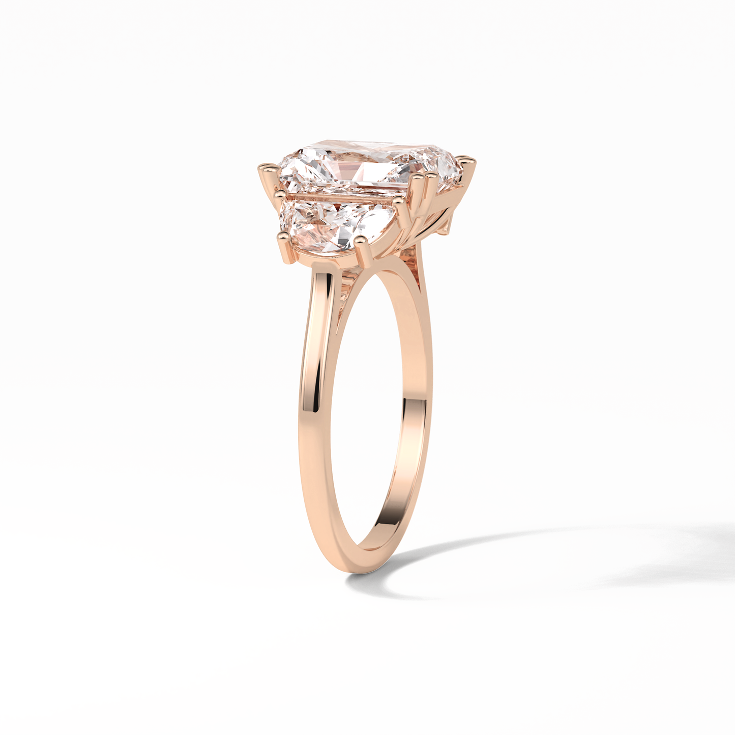 3.24 CT Radiant Cut Three Stone Style Moissanite Engagement Ring