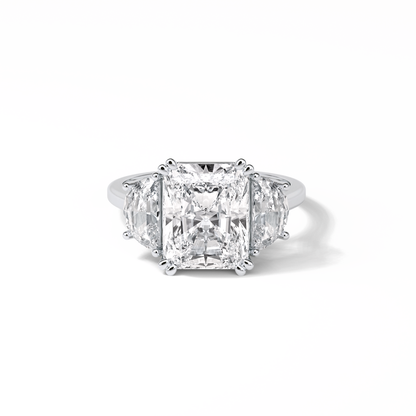 3.24 CT Radiant Cut Three Stone Style Moissanite Engagement Ring