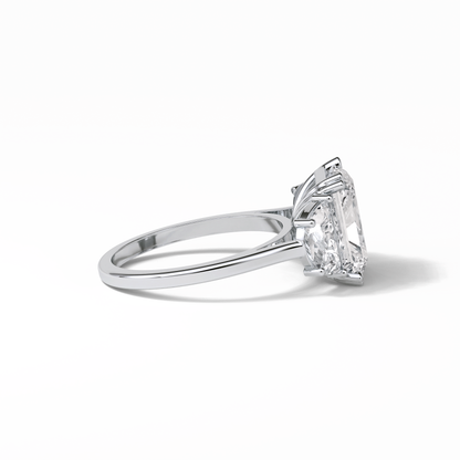 3.24 CT Radiant Cut Three Stone Style Moissanite Engagement Ring