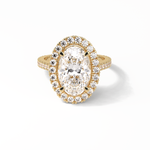 4.10 CT Oval Cut Pave & Hidden Halo Style Moissanite Engagement Ring 8