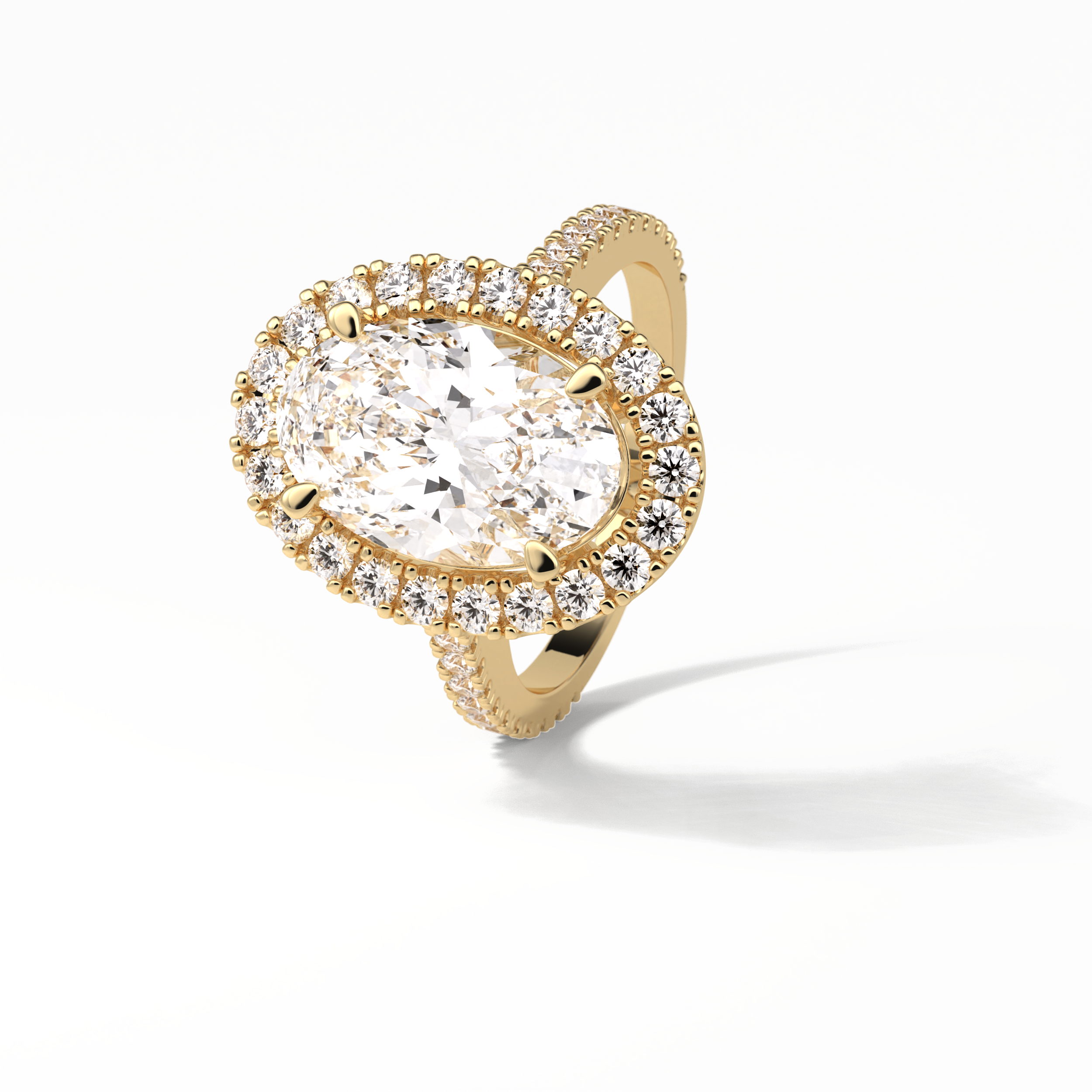 4.10 CT Oval Cut Pave & Hidden Halo Style Moissanite Engagement Ring 19