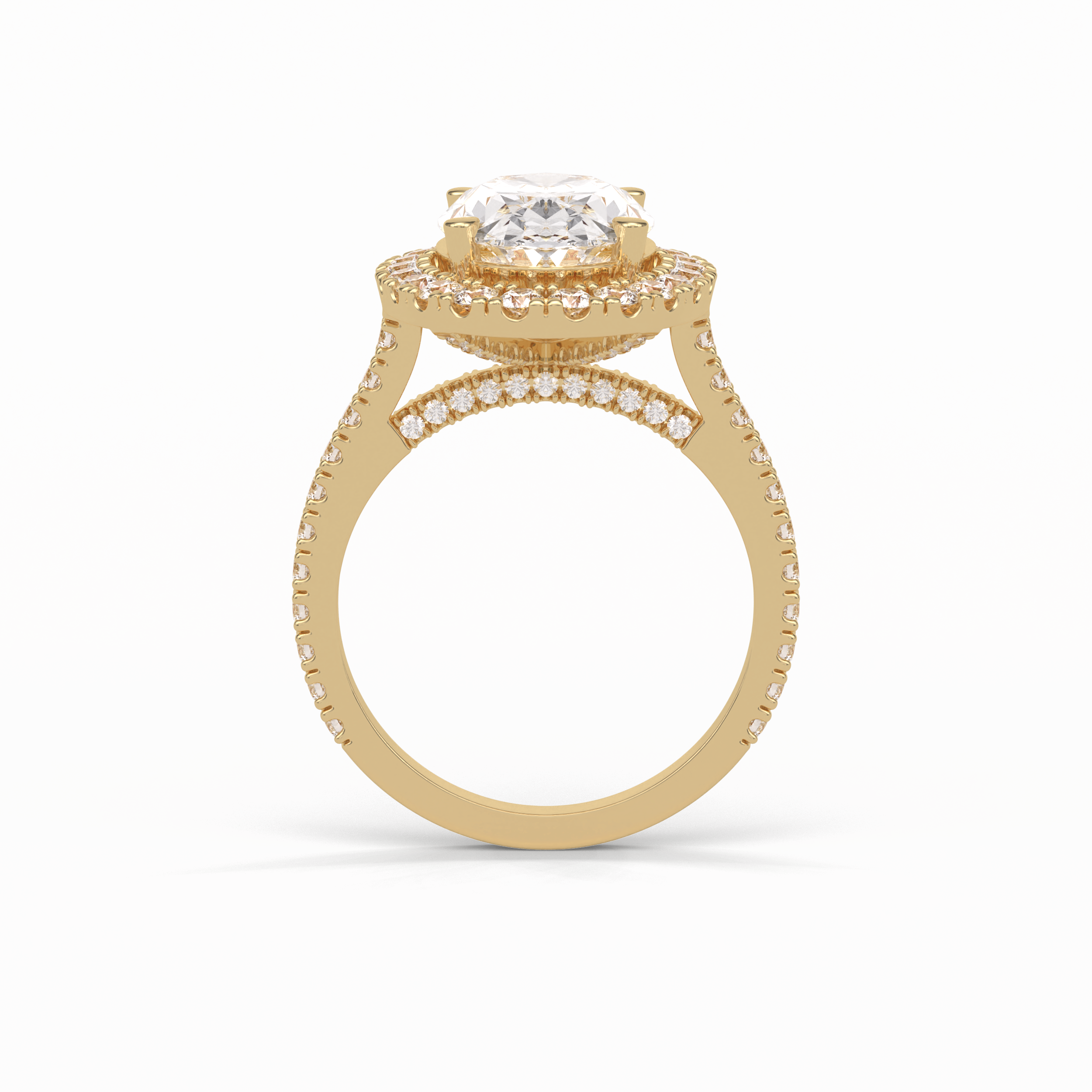 4.10 CT Oval Cut Pave & Hidden Halo Style Moissanite Engagement Ring 20