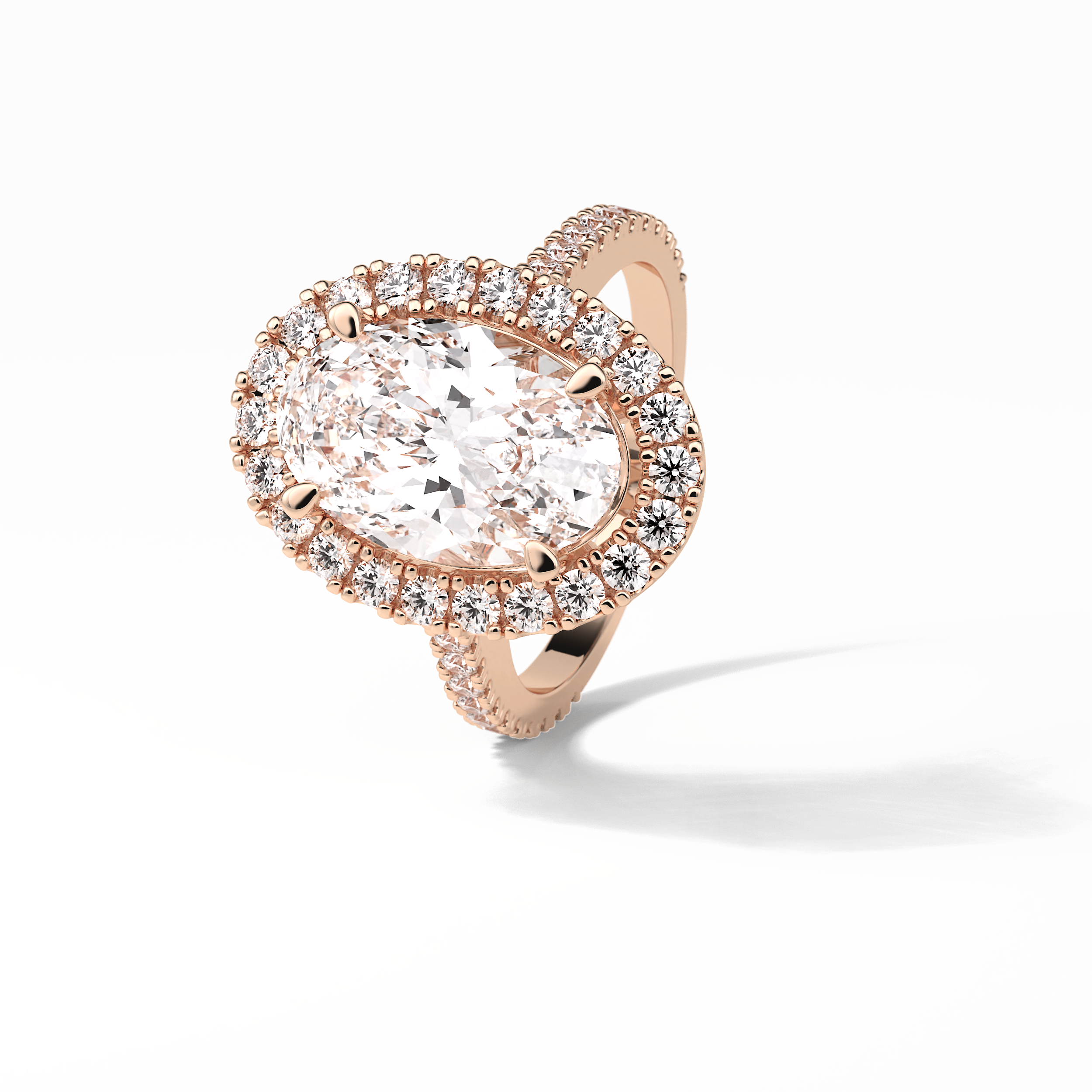 4.10 CT Oval Cut Pave & Hidden Halo Style Moissanite Engagement Ring 13