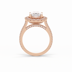 4.10 CT Oval Cut Pave & Hidden Halo Style Moissanite Engagement Ring 14