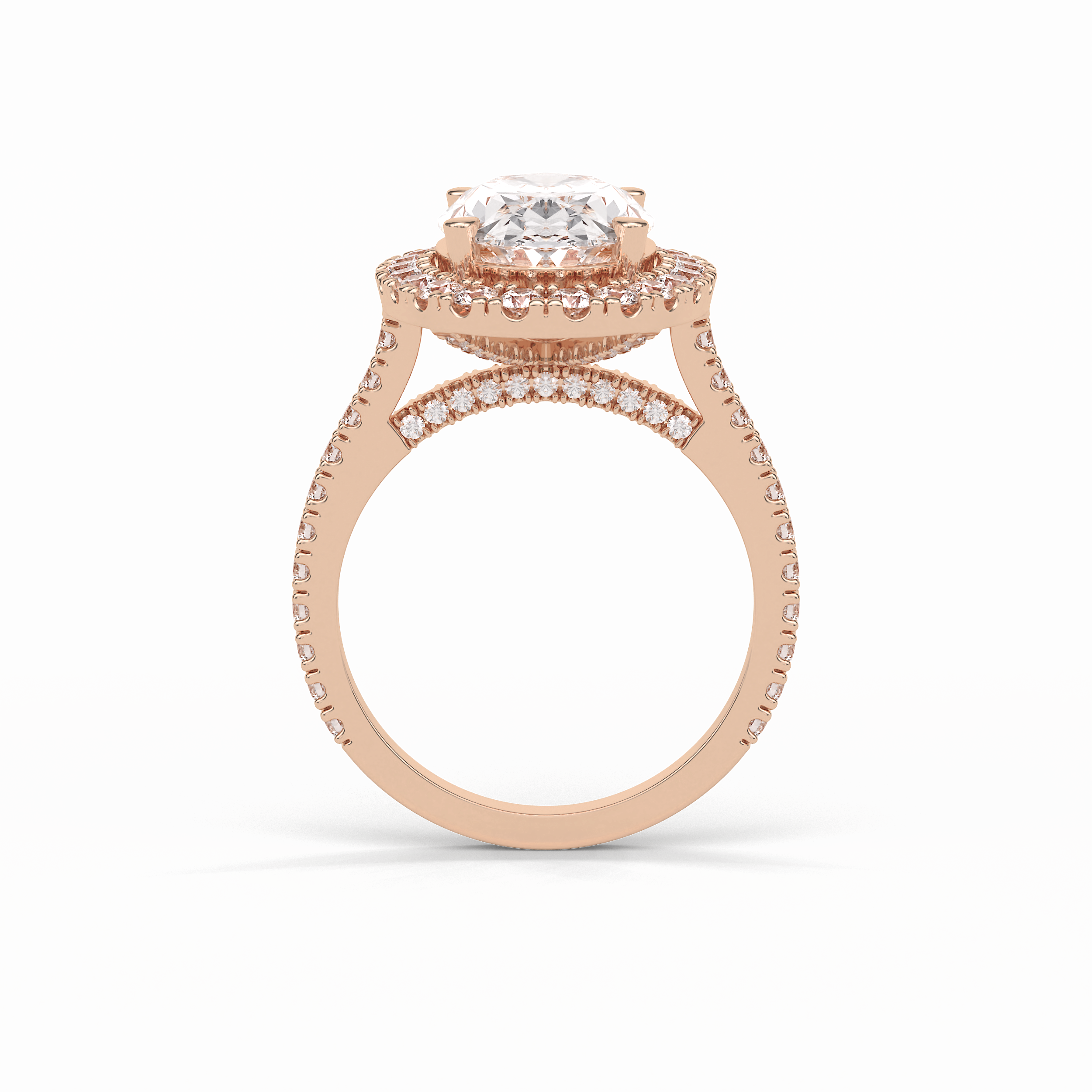 4.10 CT Oval Cut Pave & Hidden Halo Style Moissanite Engagement Ring 14