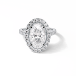4.10 CT Oval Cut Pave & Hidden Halo Style Moissanite Engagement Ring 1