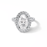 4.10 CT Oval Cut Pave & Hidden Halo Style Moissanite Engagement Ring 1