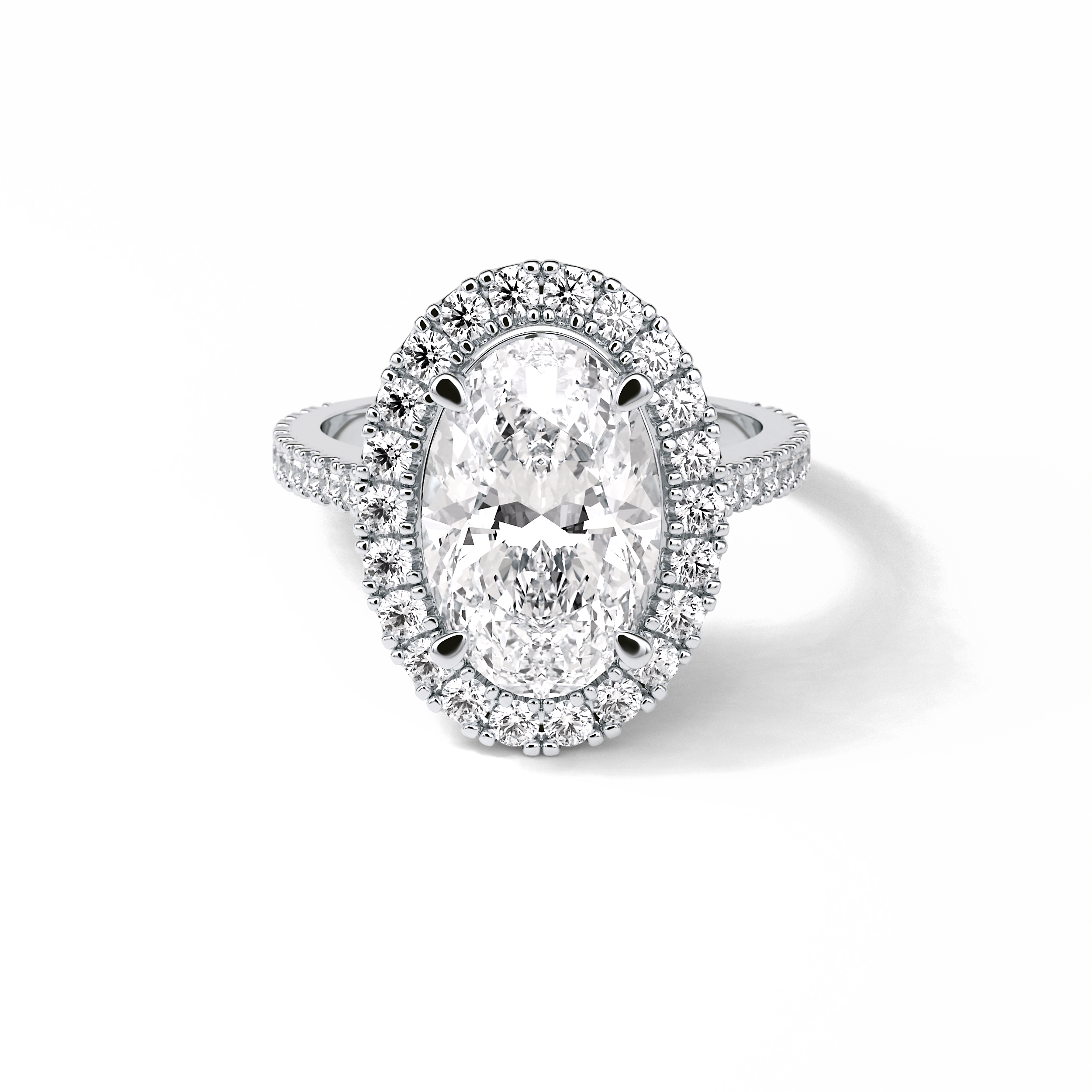 4.10 CT Oval Cut Pave & Hidden Halo Style Moissanite Engagement Ring 1