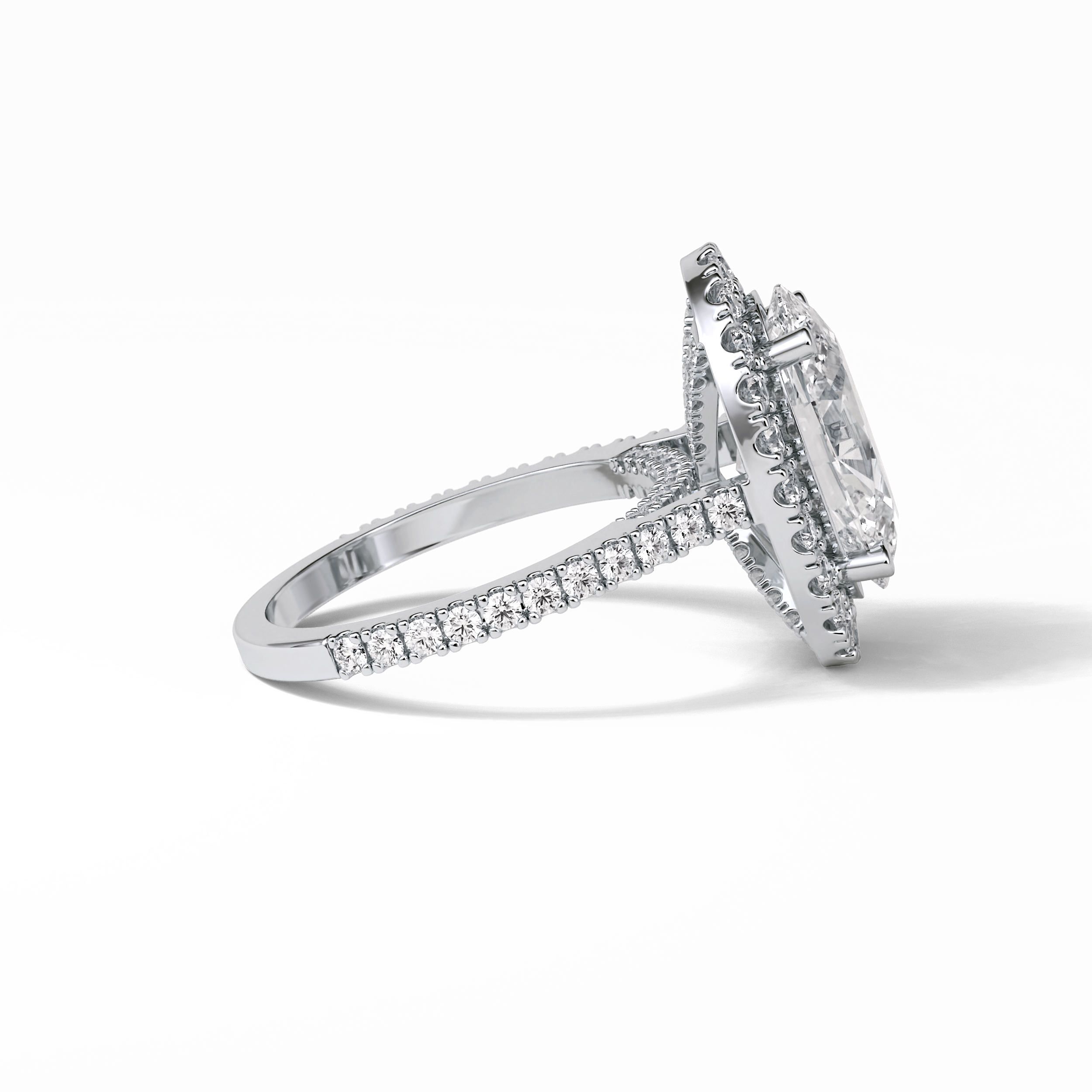 4.10 CT Oval Cut Pave & Hidden Halo Style Moissanite Engagement Ring 4