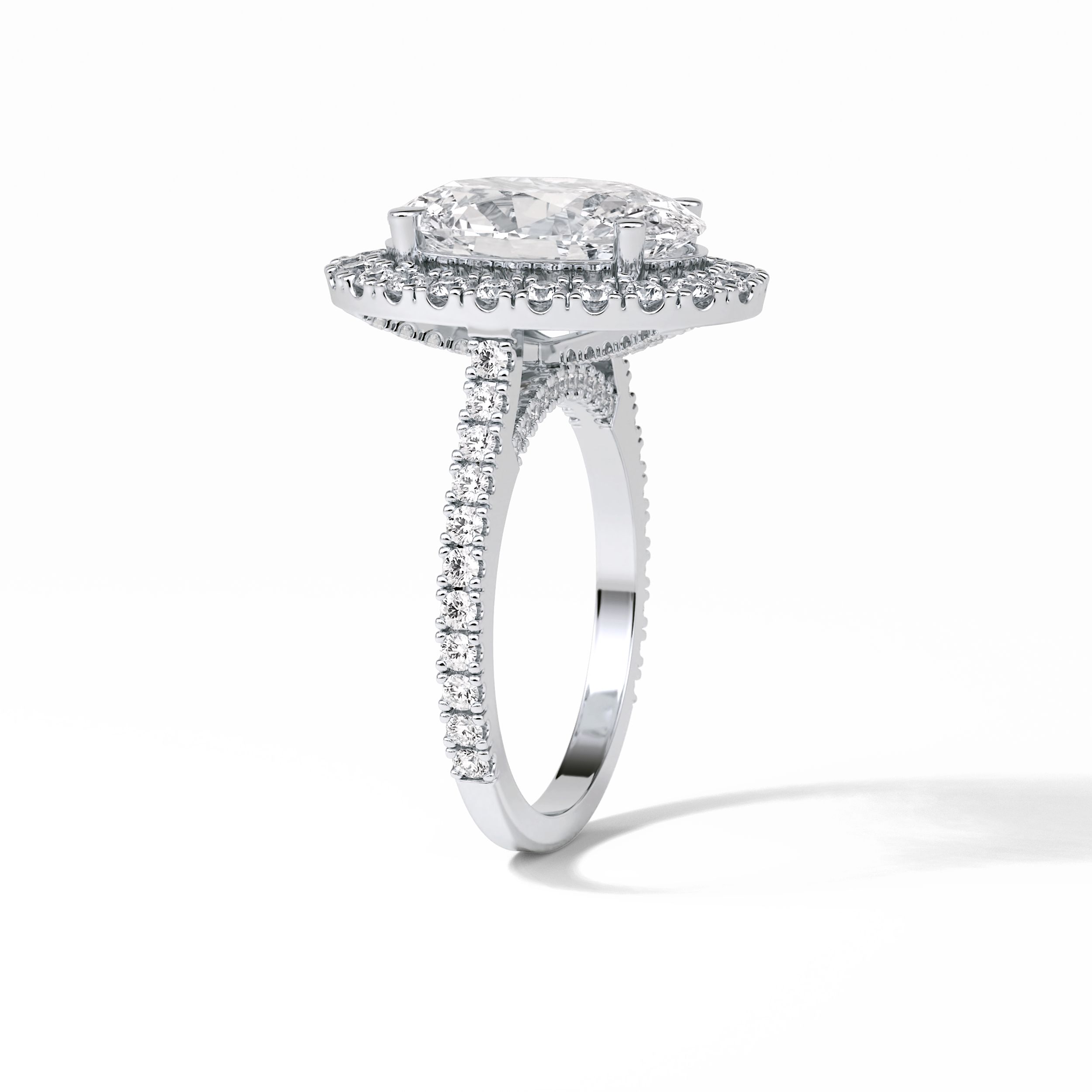 4.10 CT Oval Cut Pave & Hidden Halo Style Moissanite Engagement Ring 6