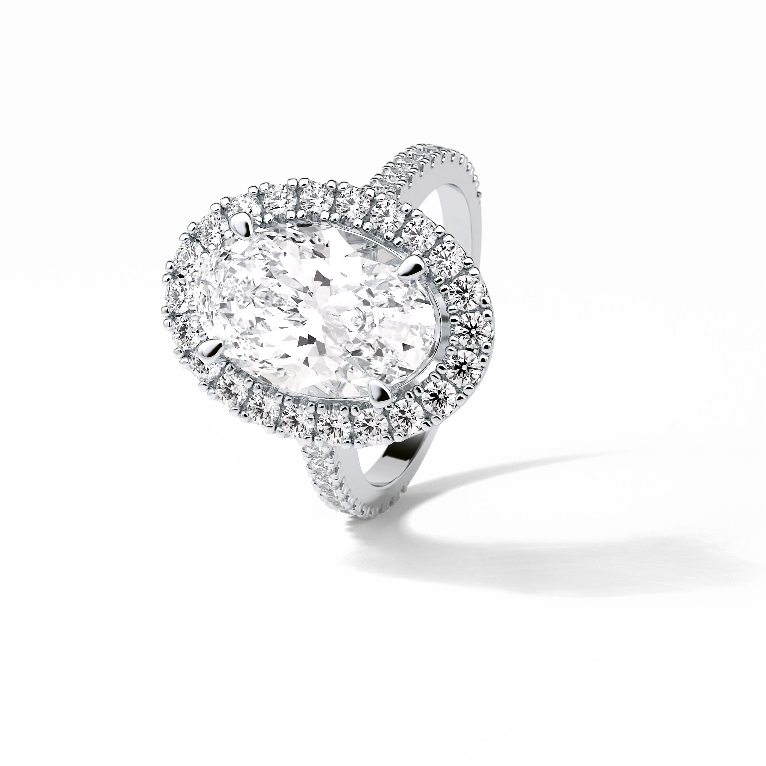 4.10 CT Oval Cut Pave & Hidden Halo Style Moissanite Engagement Ring 7