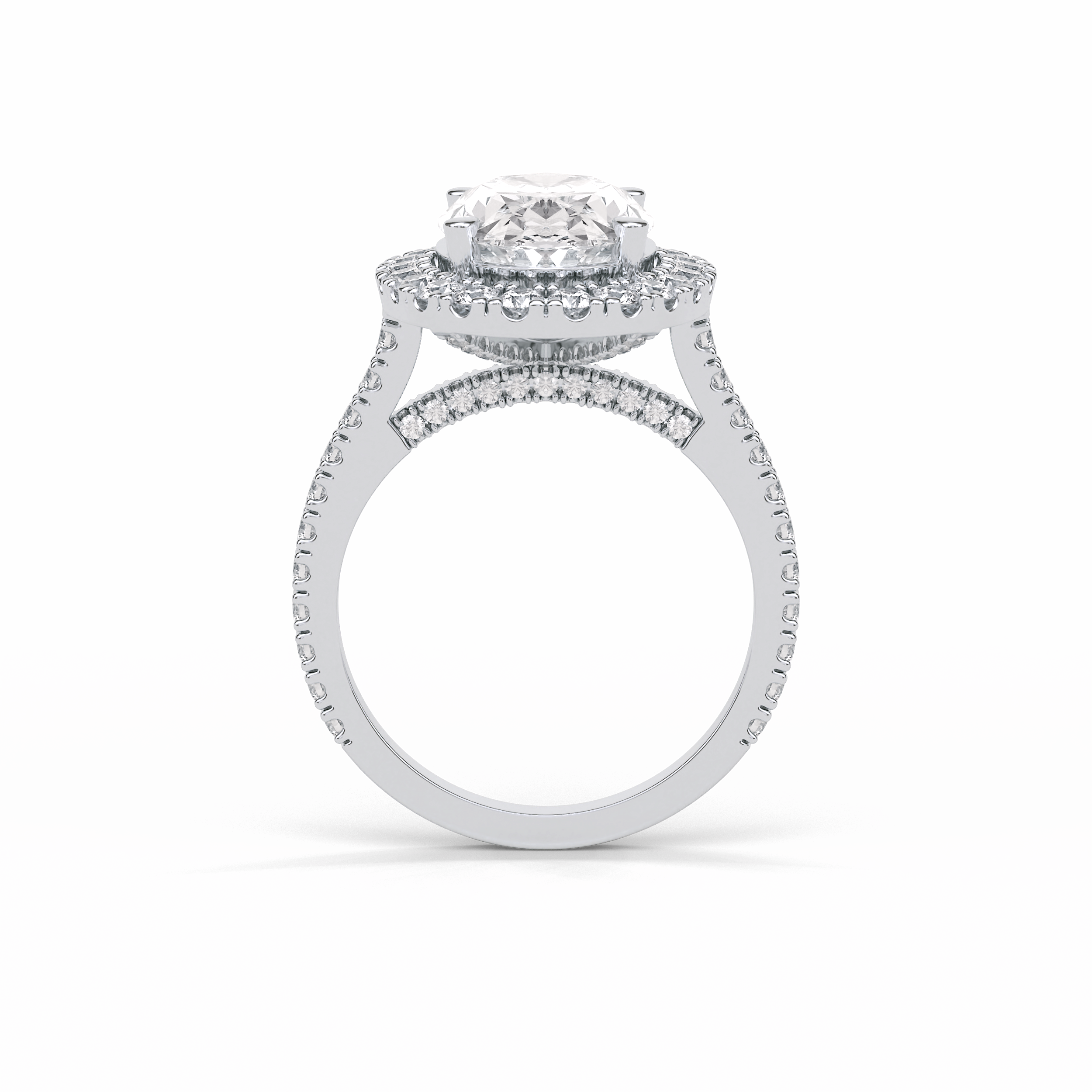 4.10 CT Oval Cut Pave & Hidden Halo Style Moissanite Engagement Ring 2