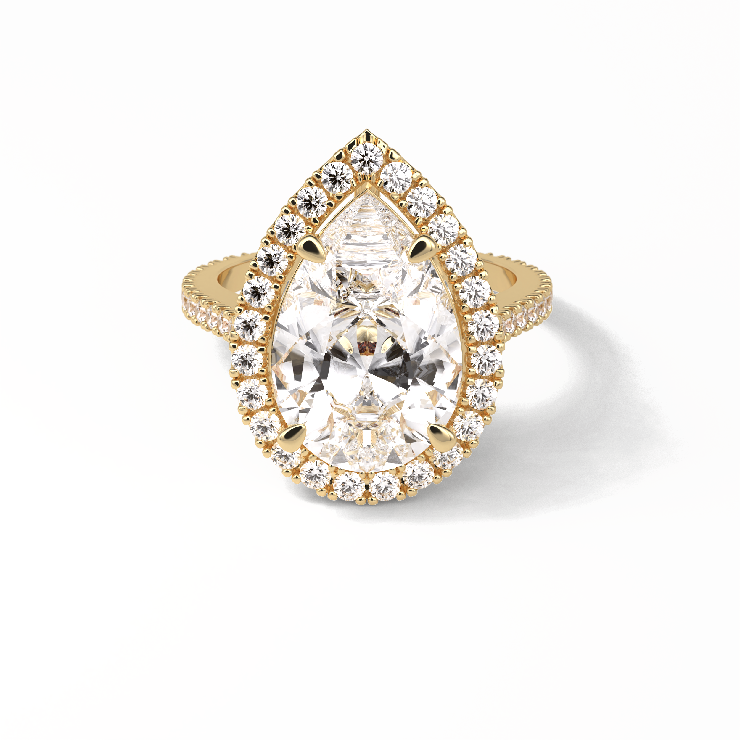 6.15 CT Pear Cut Pave & Halo Style Moissanite Engagement Ring 15