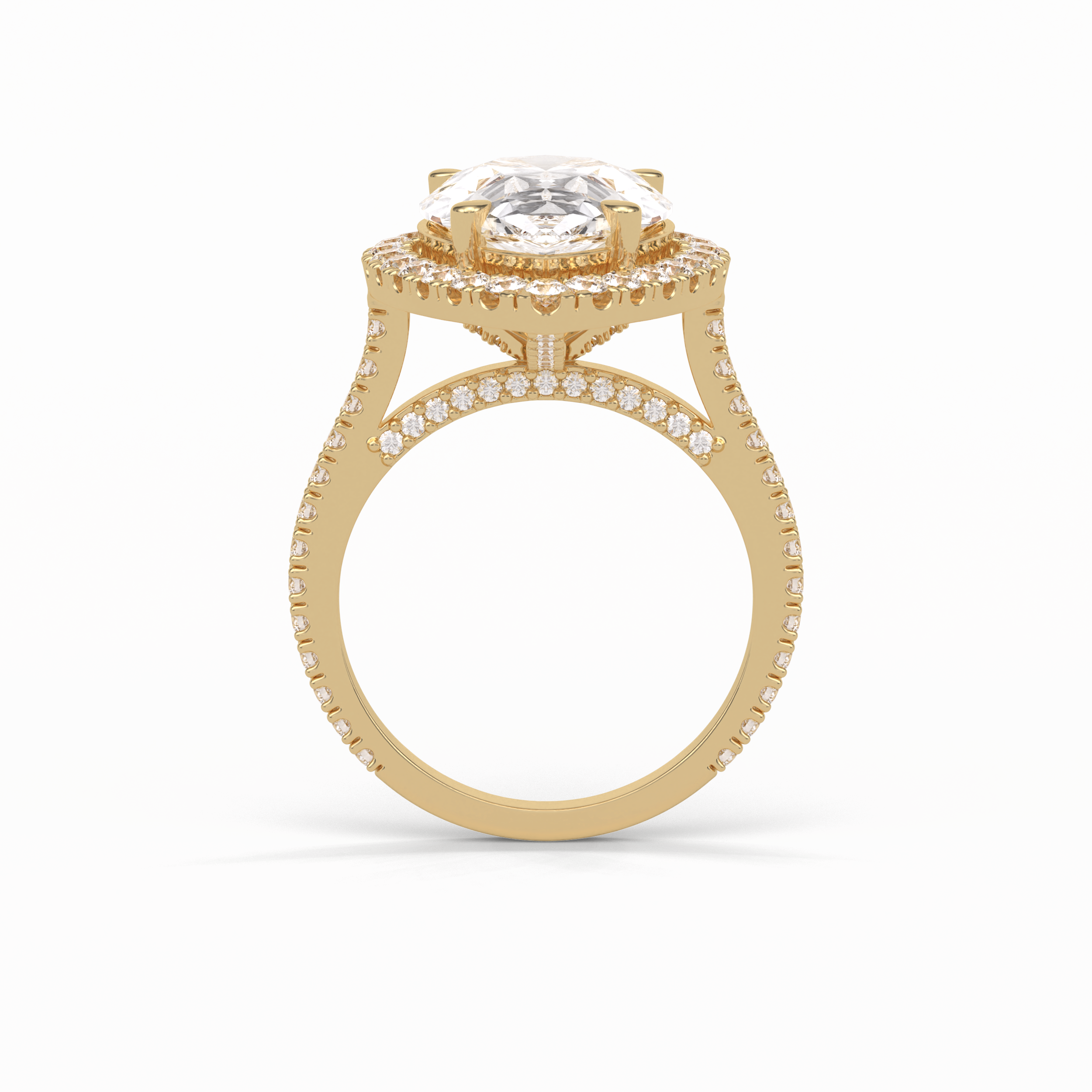 6.15 CT Pear Cut Pave & Halo Style Moissanite Engagement Ring 9