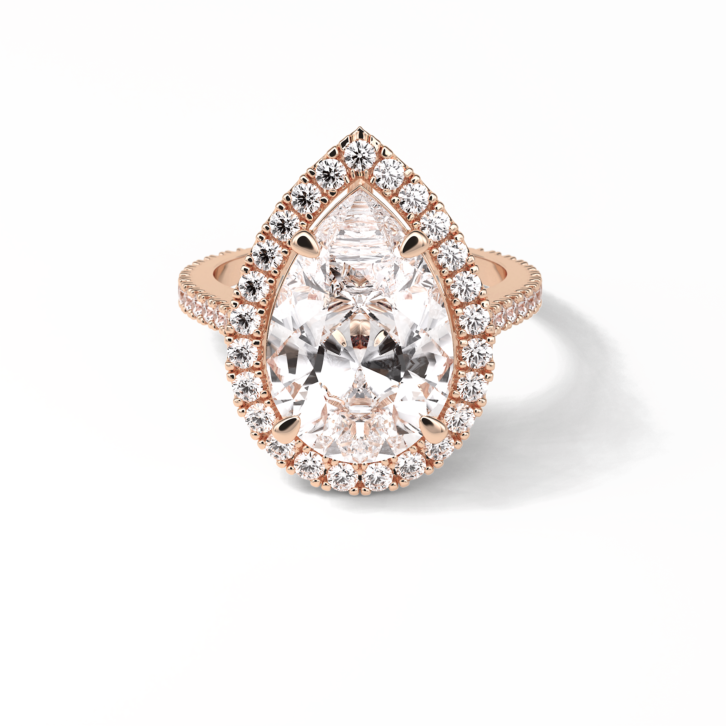 6.15 CT Pear Cut Pave & Halo Style Moissanite Engagement Ring 8
