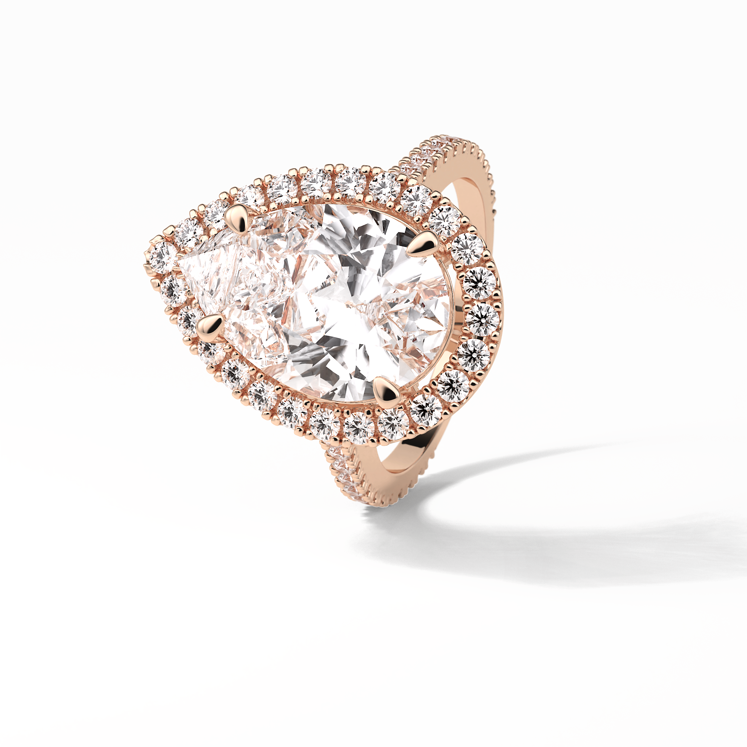 6.15 CT Pear Cut Pave & Halo Style Moissanite Engagement Ring 16