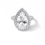 6.15 CT Pear Cut Pave & Halo Style Moissanite Engagement Ring 1