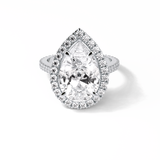 6.15 CT Pear Cut Pave & Halo Style Moissanite Engagement Ring 1