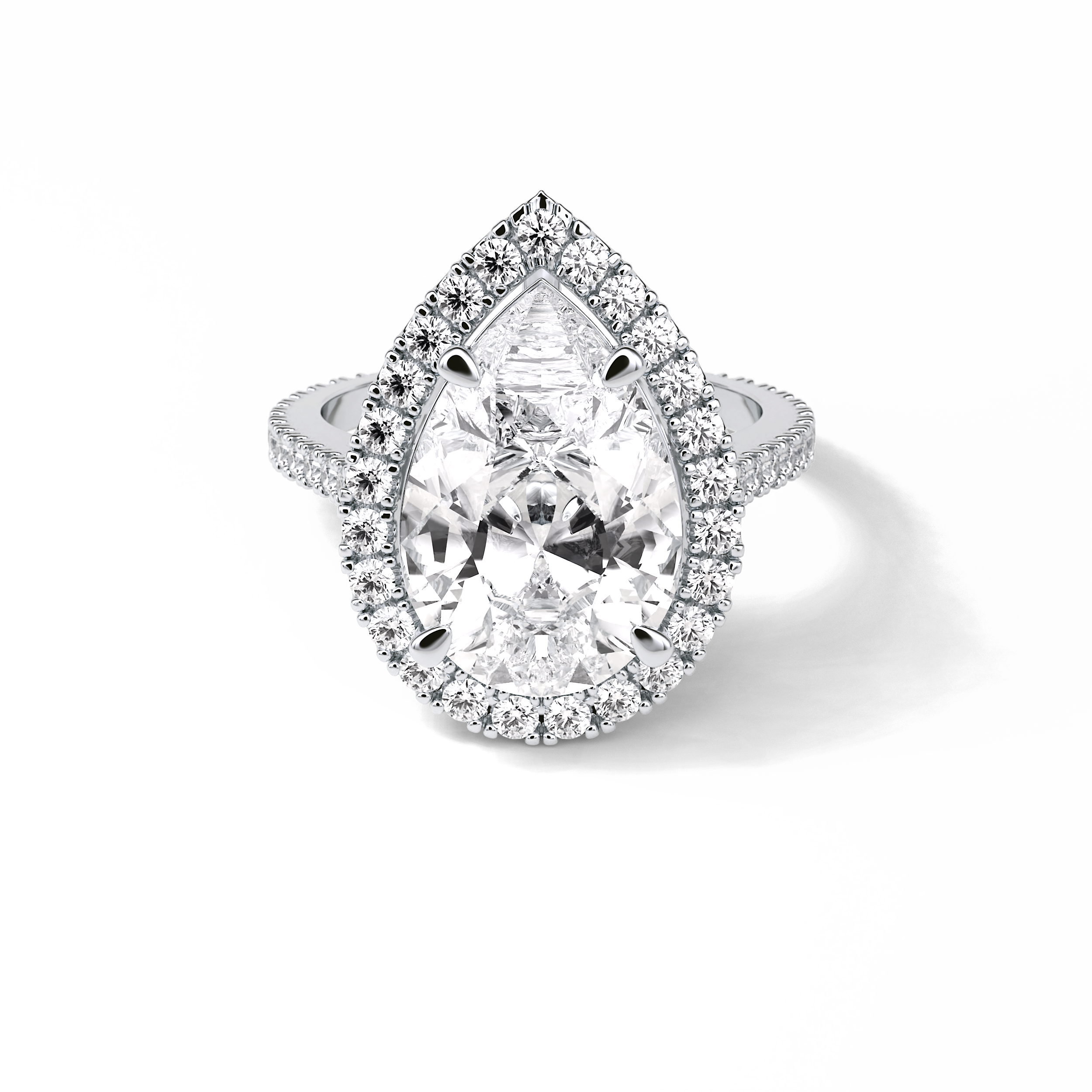6.15 CT Pear Cut Pave & Halo Style Moissanite Engagement Ring 1