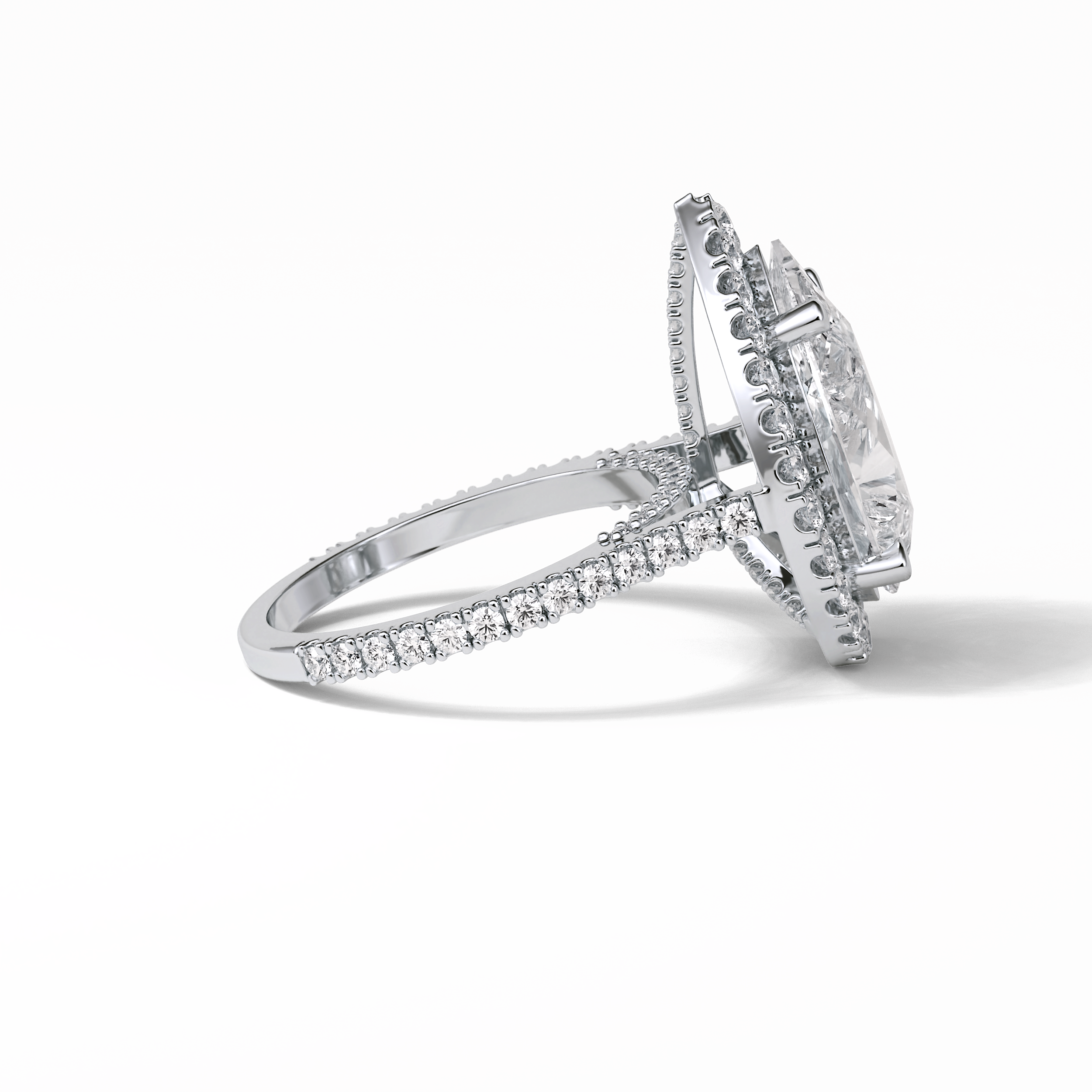 6.15 CT Pear Cut Pave & Halo Style Moissanite Engagement Ring 6