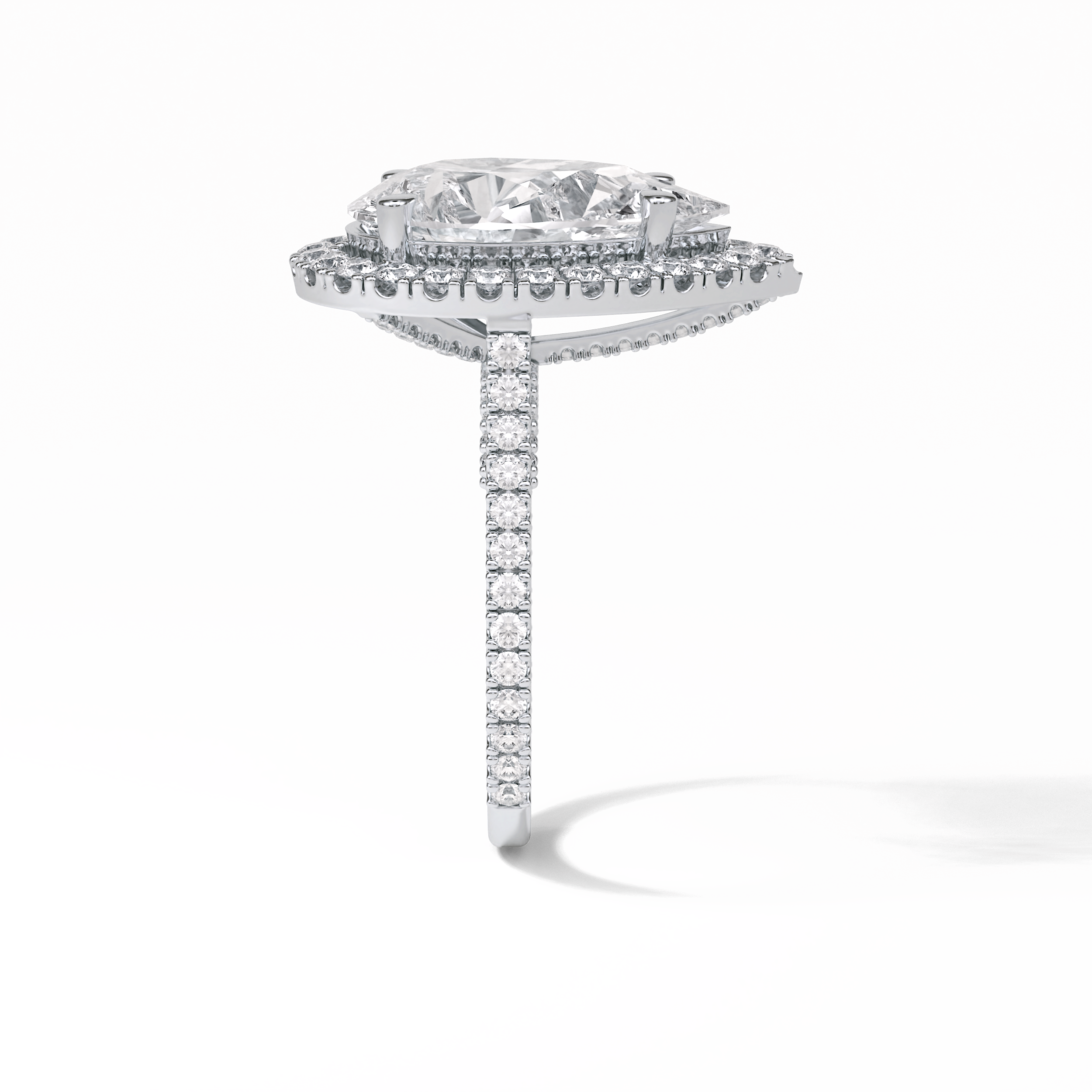 6.15 CT Pear Cut Pave & Halo Style Moissanite Engagement Ring 7