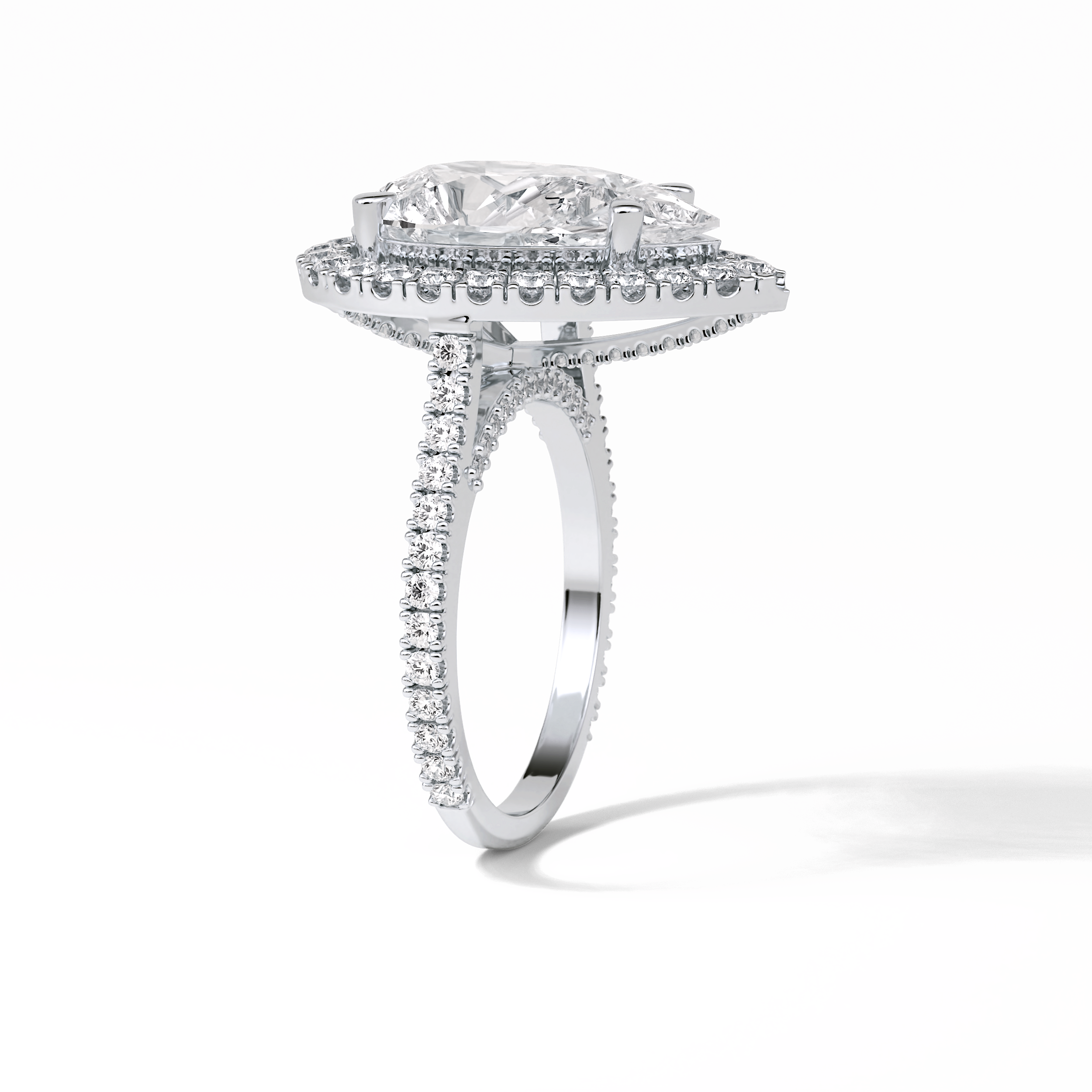 6.15 CT Pear Cut Pave & Halo Style Moissanite Engagement Ring 2