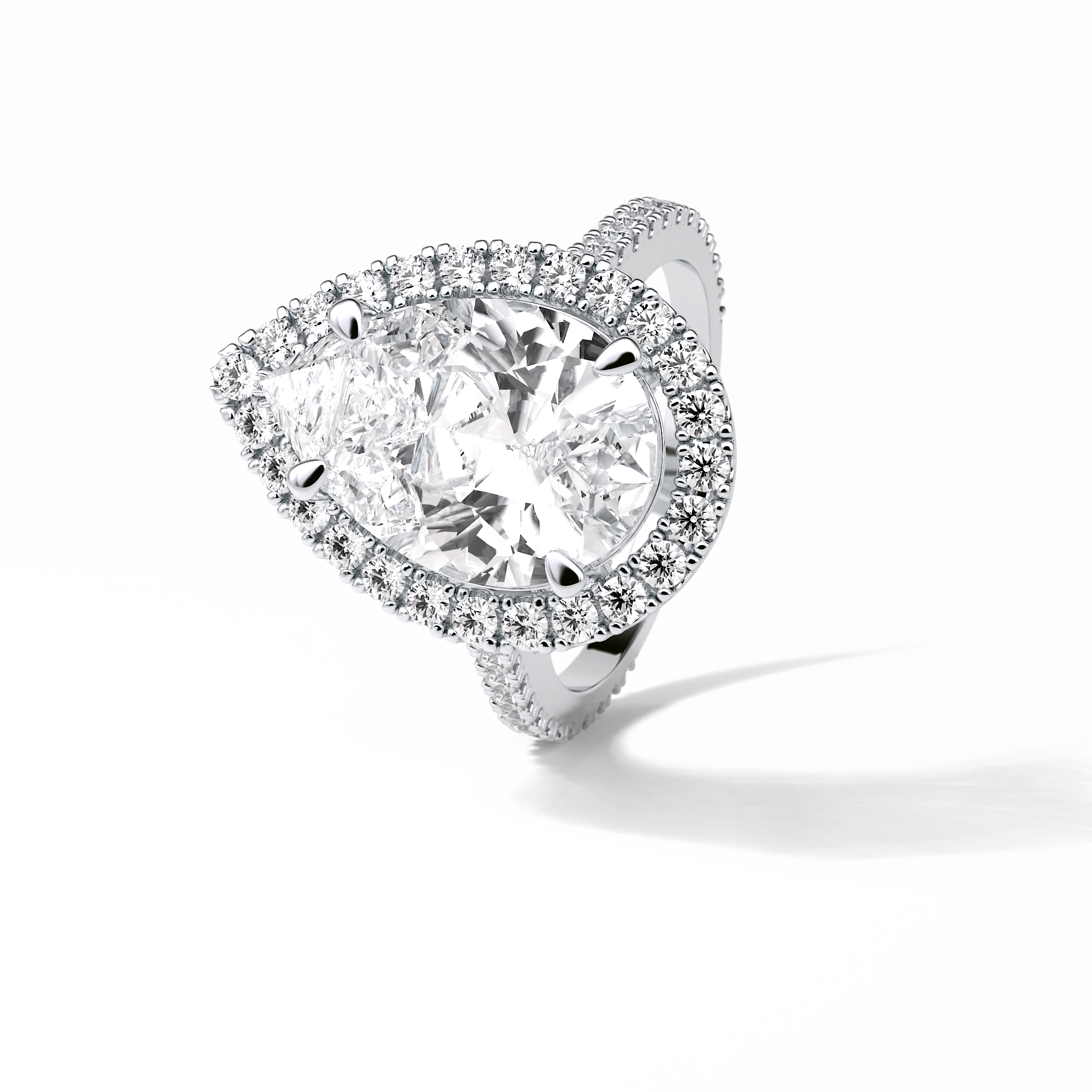 6.15 CT Pear Cut Pave & Halo Style Moissanite Engagement Ring 3