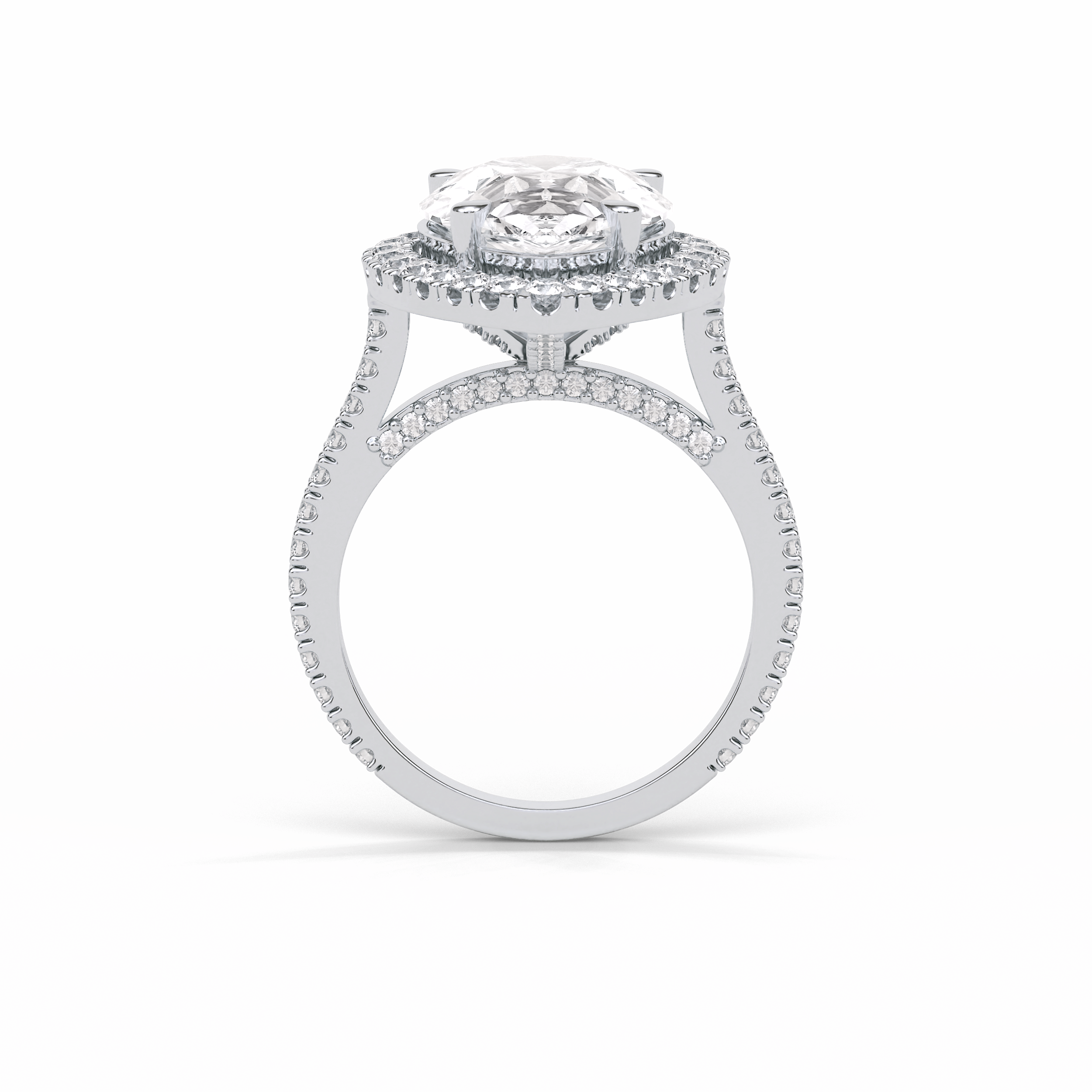 6.15 CT Pear Cut Pave & Halo Style Moissanite Engagement Ring 4