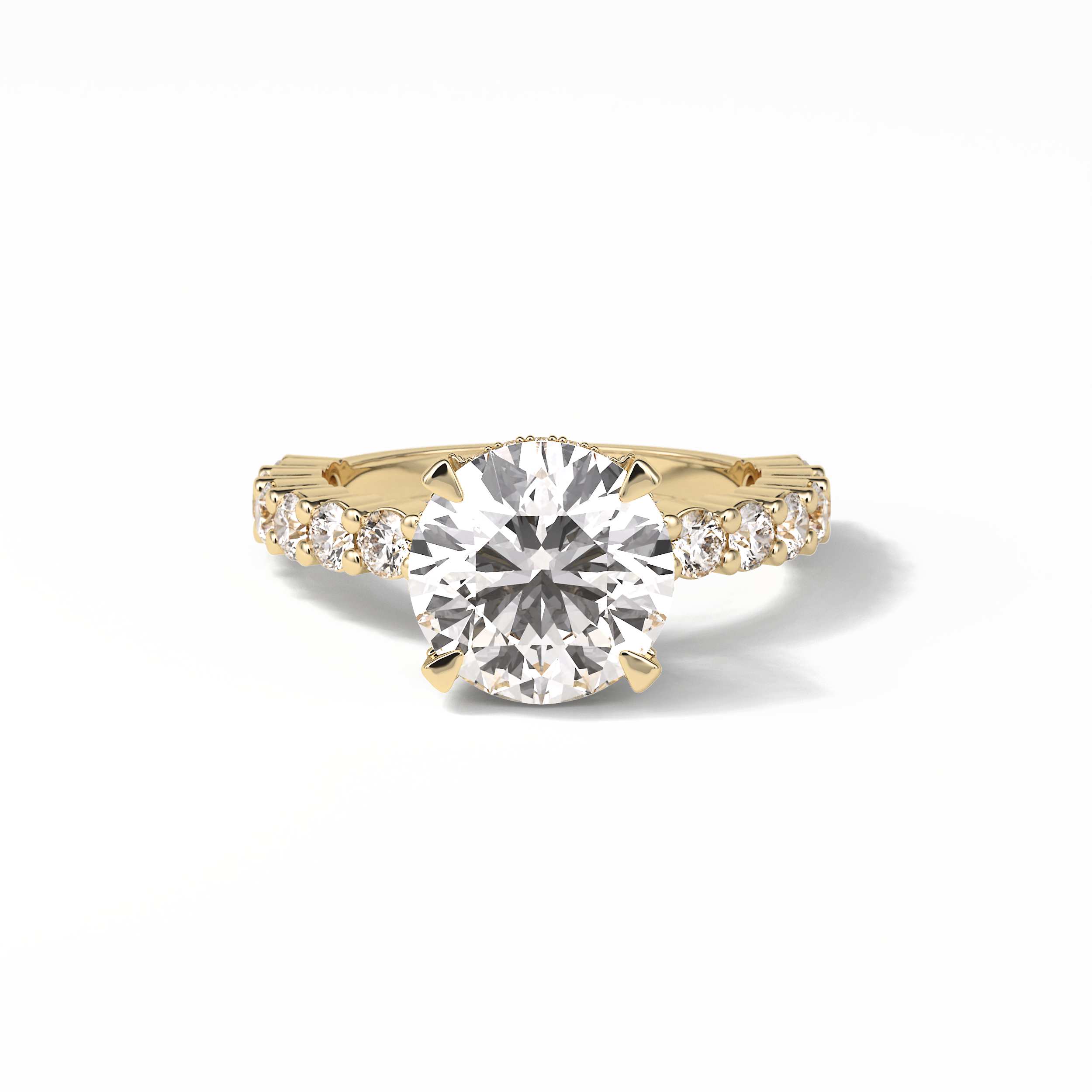 2.75 CT Round Cut Pave & Hidden Halo Style Moissanite Engagement Ring 16
